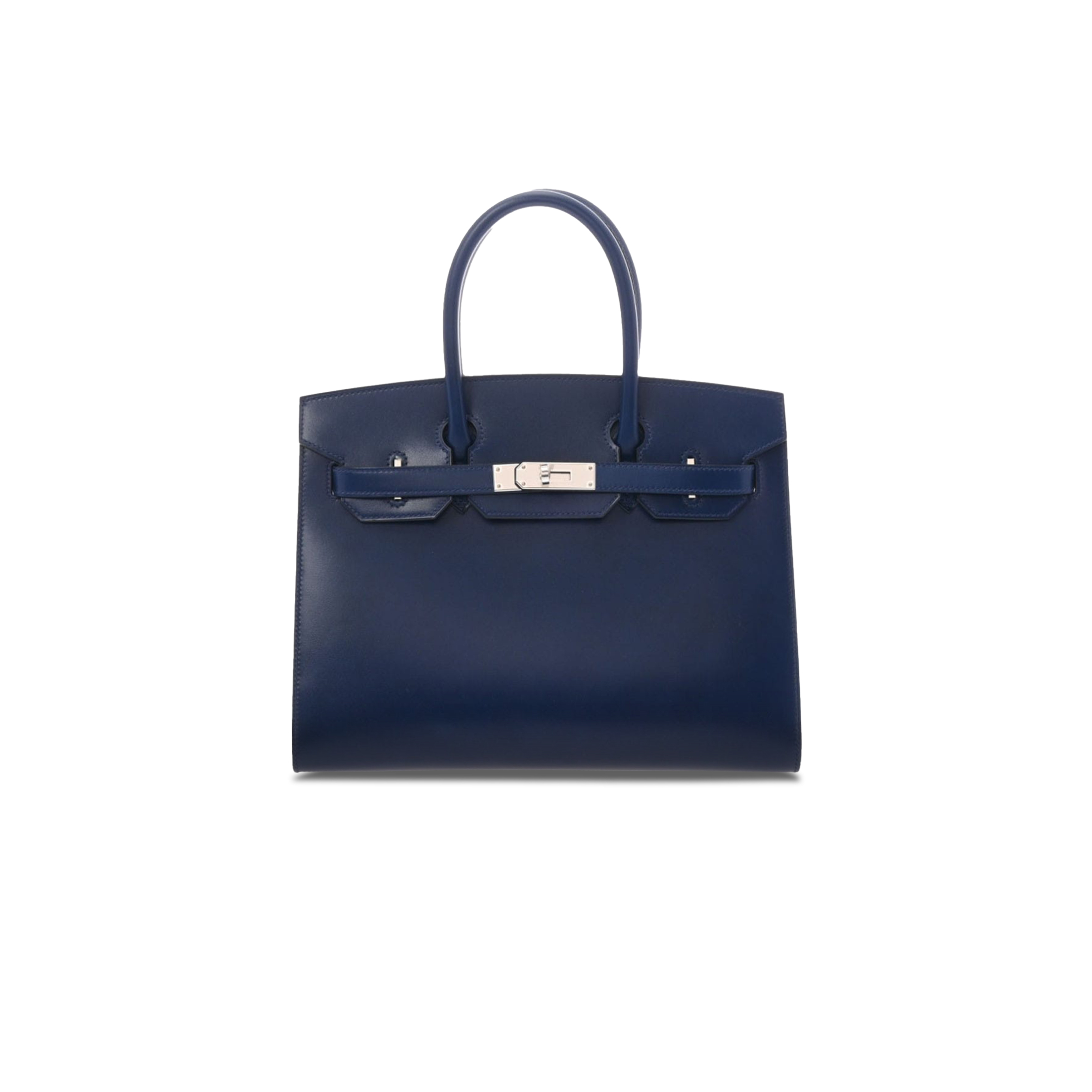 H**mes master birkin 30 box leather sapphire blue silver buckle h029283ck81 (30*23*15cm)